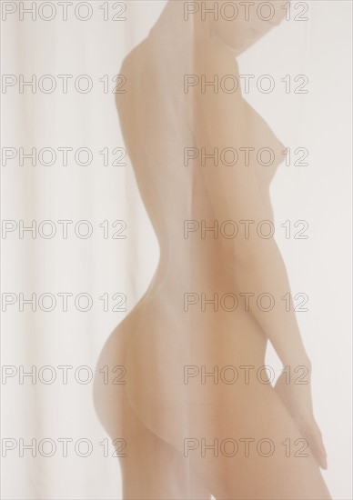 Nude woman in profile.