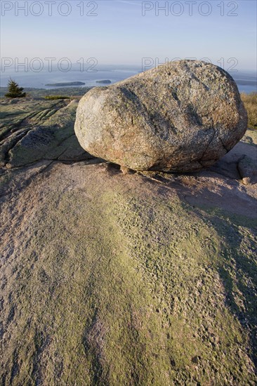 Boulder on Cadillac Mountain Acadia Maine.