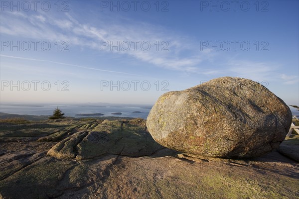 Boulder on Cadillac Mountain Acadia Maine.