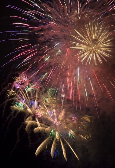 Fireworks in the night sky.