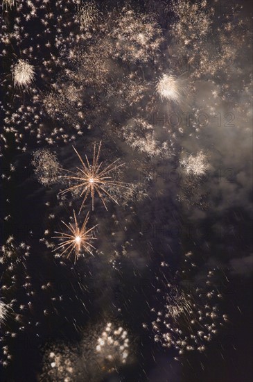 Fireworks in the night sky.