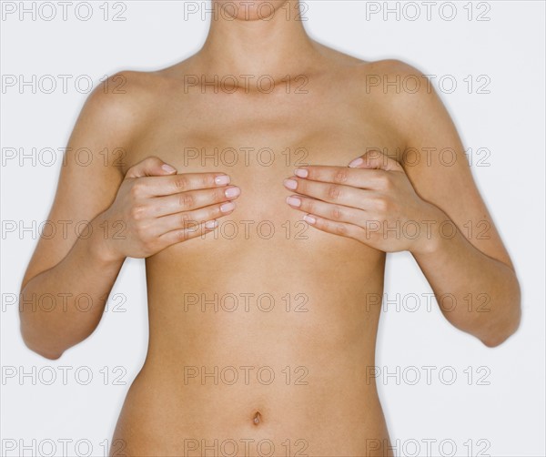 Partial nude female body .