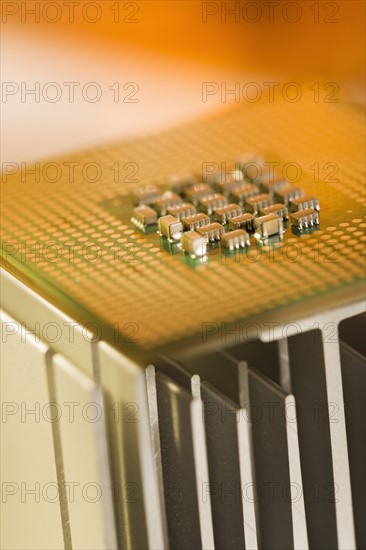 Closeup of a microchip.