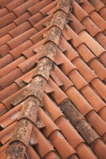 Terracotta roof tiles Italy.