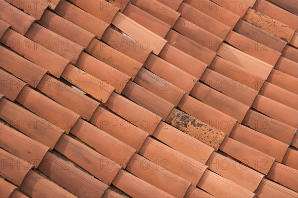 Terracotta roof tiles Italy.