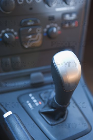 Closeup of a gear shift.