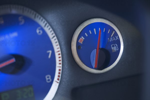 Closeup of car dashboard.