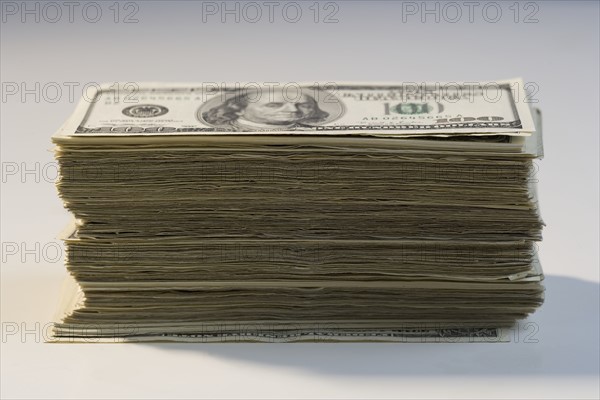 Closeup of a stack of American money.