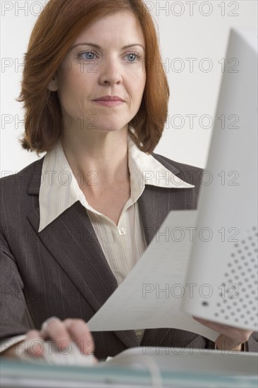 Businesswoman working on computer.