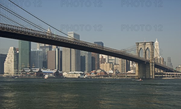 Lower New York and Brooklyn Bridge New York NY.