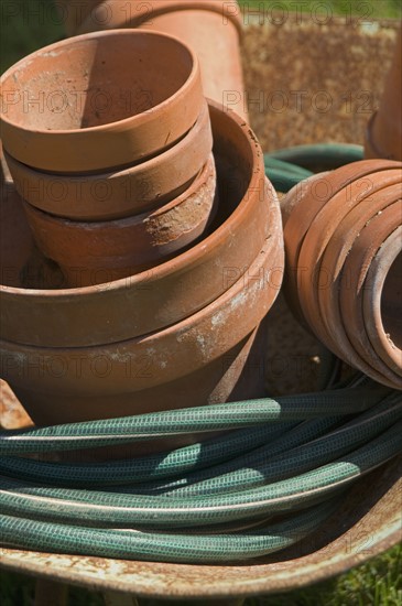 Still life of flowerpots.