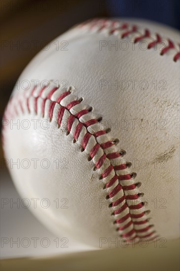 Closeup of a baseball.