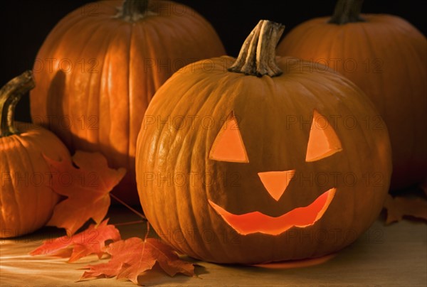 Still life of a jack o lantern.