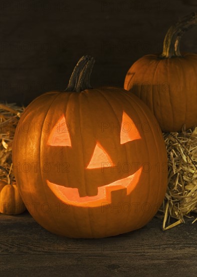 Still life of a jack o lantern.