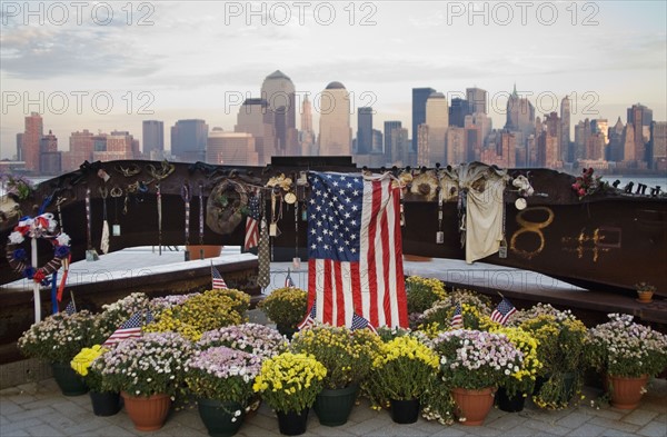 New York skyline with 9-11 memorial NY.