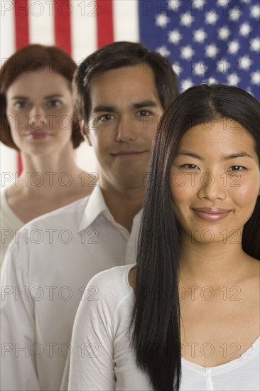 Portrait of three Americans.