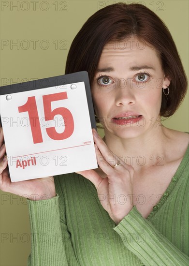 Woman worried about tax deadline.