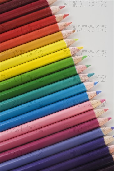A variety of colored pencils.
