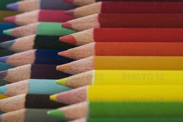 A variety of colored pencils.