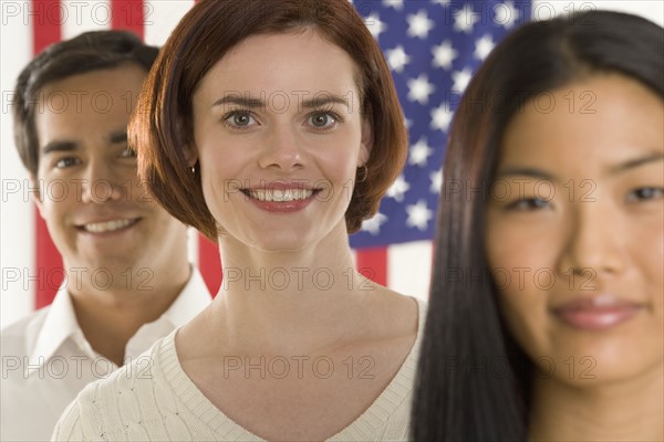 Portrait of three Americans.