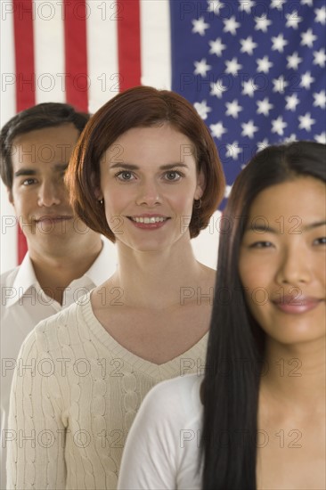 Portrait of three Americans.