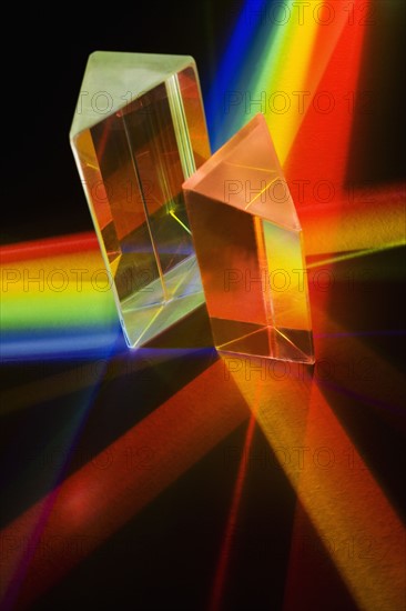 Light passing through two prisms.