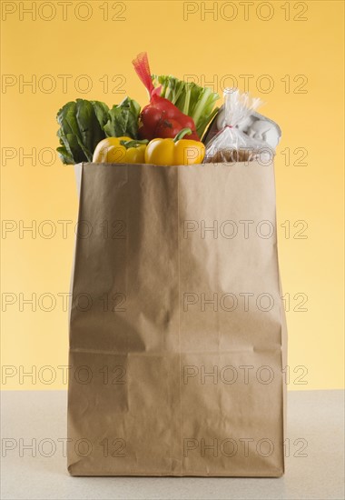 A full bag of groceries.