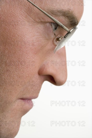 Profile view of a serious man.