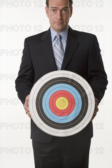 Man holding target.