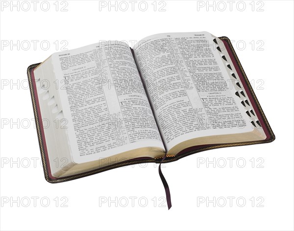 An open Holy Bible.