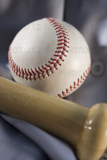 Closeup of baseball equipment.