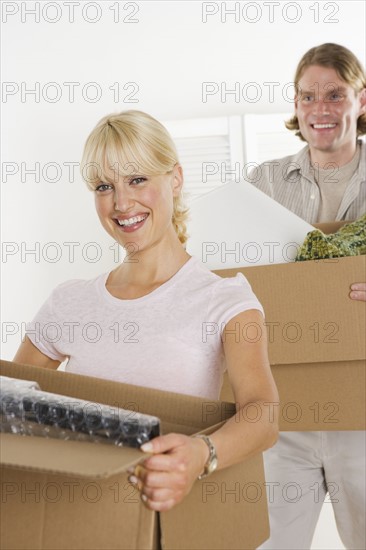 Couple on moving day.