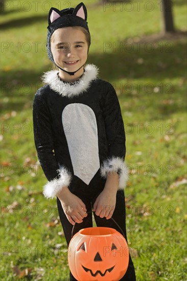 Portrait of girl in Halloween costume.