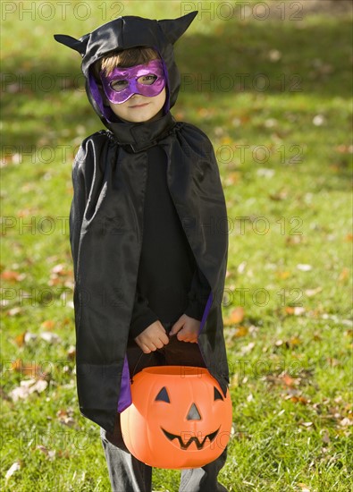 Portrait of boy in Halloween costume.