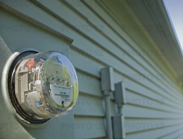 Closeup of a home electric meter.