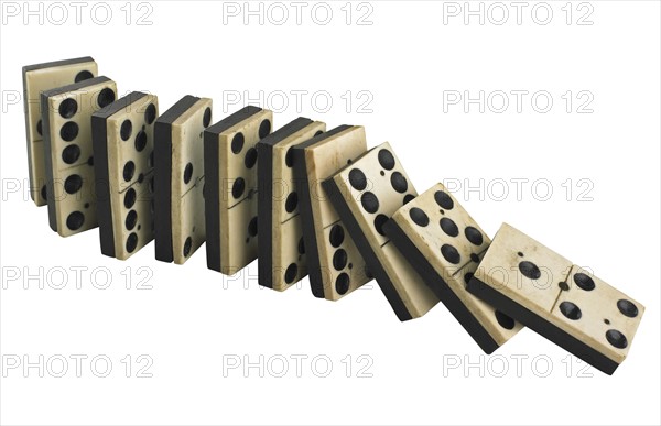 A row of falling dominos.