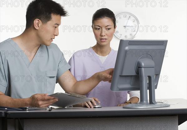 Male and female healthcare workers.