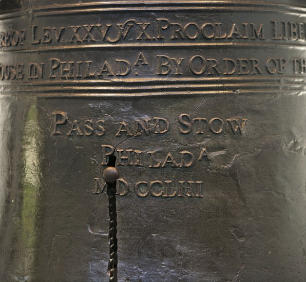 Close up of the Liberty Bell.