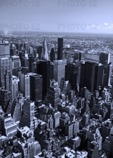 Aerial view of Manhattan New York NY.