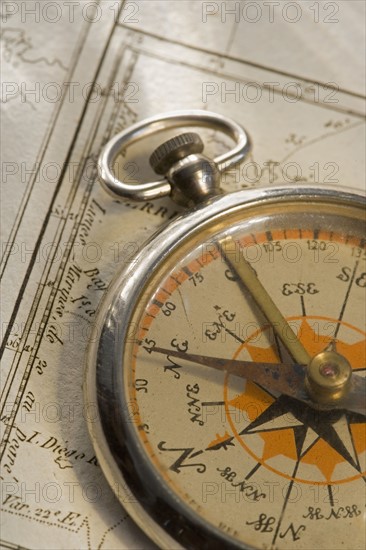 Closeup of a compass.