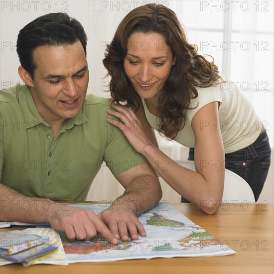 Couple planning a trip.