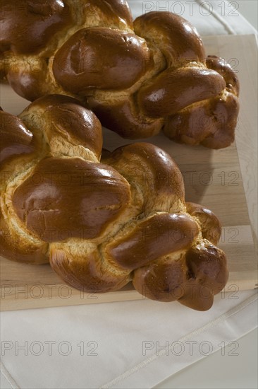 Close up of two loaves of Challah bread.