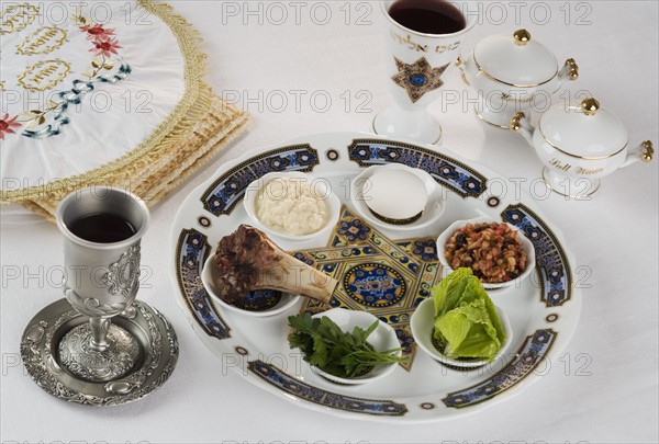 Table set for Seder.