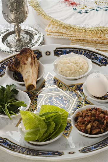 Table set for Seder.