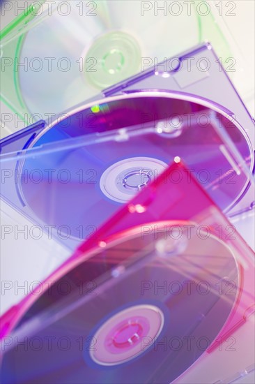 Close up of cds in clear cases.