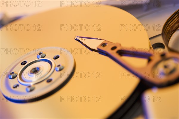 Close up of computer hard drive.