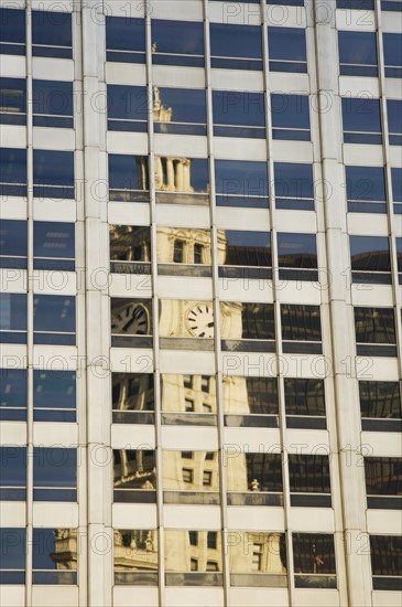 Reflection of the Wrigley Building Chicago Illinois USA.