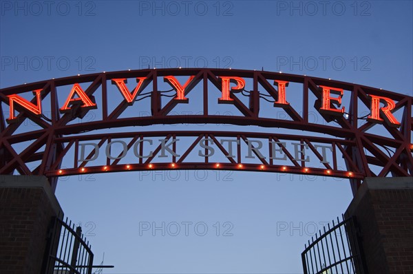 Navy Pier sign in Chicago Illinois USA.