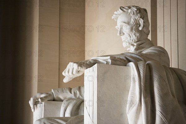 Detail of statue in Lincoln Memorial Washington DC USA.