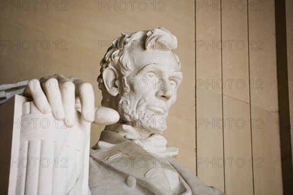 Close up detail of face at Lincoln Memorial Washington DC USA.